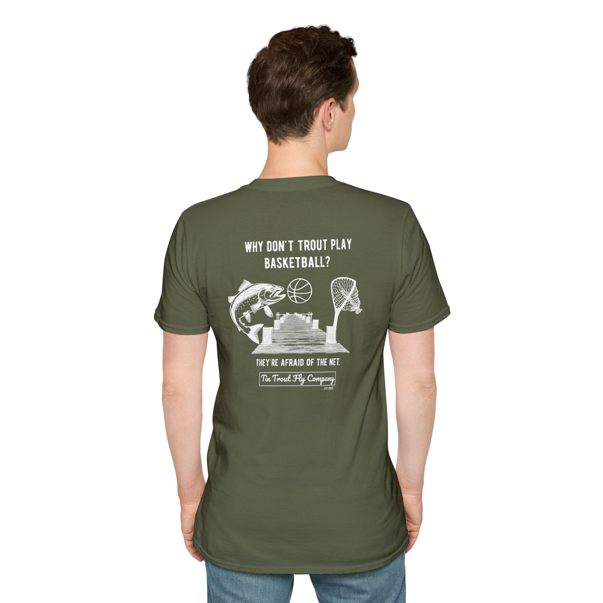 Afraid of the Net — Trout Fishing Dad Joke Tee