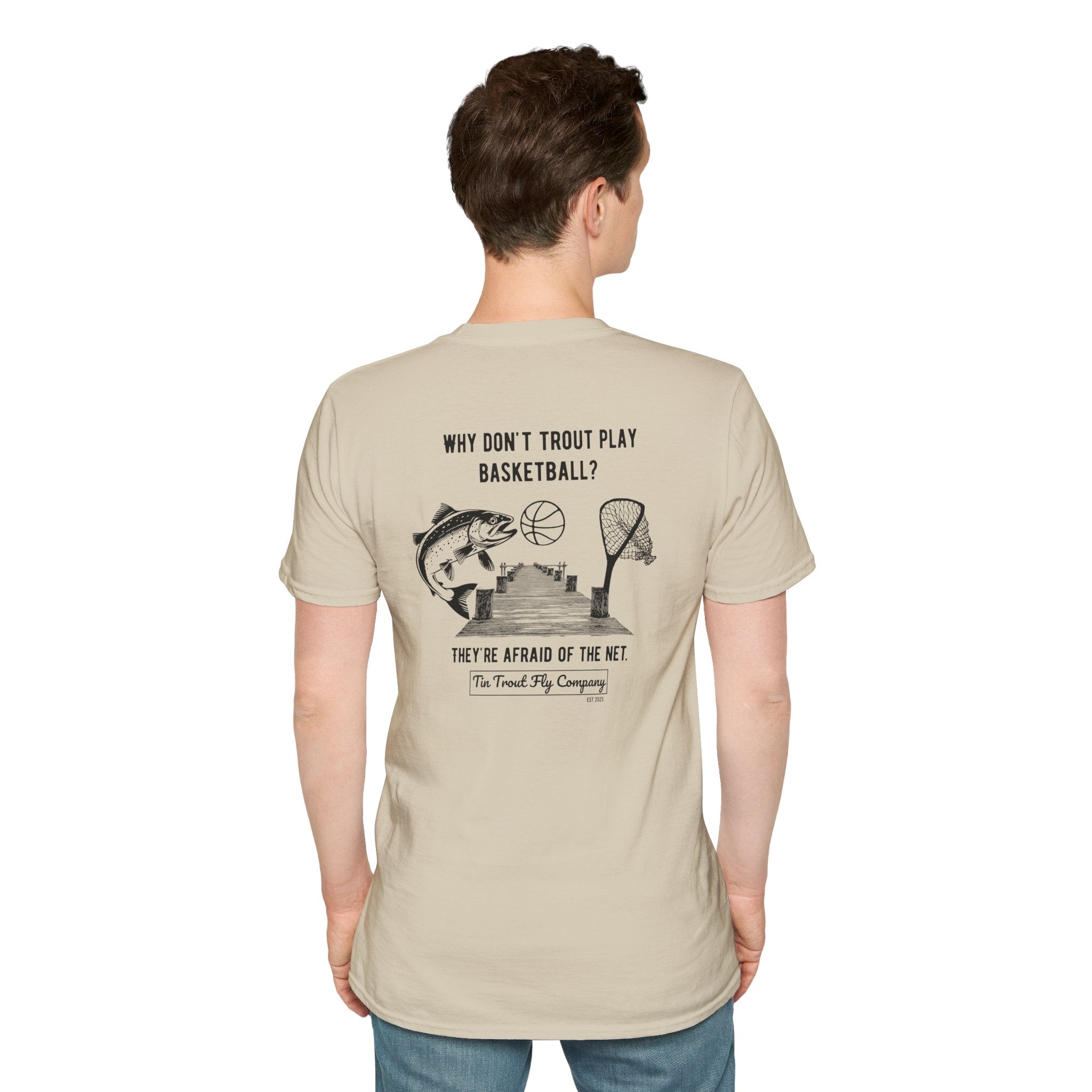 Afraid of the Net — Trout Fishing Dad Joke Tee